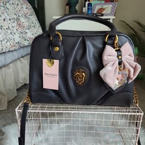 Juicy Couture Chocolate Brown Satchel with Pink Bow